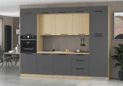KOCHSTATION Küchenzeile »Luna, Einbauküche, Zeilenküche, mit Soft-Close Funktion, Made in Italy« Breite 300 cm ohne E-Geräte, mit Spüle+Siphon und Aufsatz