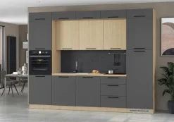 KOCHSTATION Küchenzeile »Luna, Einbauküche, Zeilenküche, mit Soft-Close Funktion, Made in Italy« Breite 300 cm ohne E-Geräte, mit Spüle+Siphon und Aufsatz