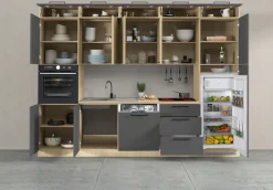 KOCHSTATION Küchenzeile »Luna, Einbauküche, Zeilenküche, mit Soft-Close Funktion, Made in Italy« Breite 300 cm ohne E-Geräte, mit Spüle+Siphon und Aufsatz