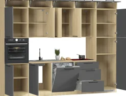 KOCHSTATION Küchenzeile »Luna, Einbauküche, Zeilenküche, mit Soft-Close Funktion, Made in Italy« Breite 300 cm ohne E-Geräte, mit Spüle+Siphon und Aufsatz