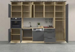 KOCHSTATION Küchenzeile »Luna, Einbauküche, Zeilenküche, mit Soft-Close Funktion, Made in Italy« Breite 300 cm ohne E-Geräte, mit Spüle+Siphon und Aufsatz