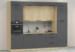 KOCHSTATION Küchenzeile »Luna, Einbauküche, Zeilenküche, mit Soft-Close Funktion, Made in Italy« Breite 300 cm ohne E-Geräte, mit Spüle+Siphon und Aufsatz
