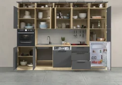 KOCHSTATION Küchenzeile »Luna, Einbauküche, Zeilenküche, mit Soft-Close Funktion, Made in Italy« Breite 300 cm ohne E-Geräte, mit Spüle+Siphon und Aufsatz