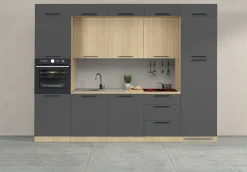 KOCHSTATION Küchenzeile »Luna, Einbauküche, Zeilenküche, mit Soft-Close Funktion, Made in Italy« Breite 300 cm ohne E-Geräte, mit Spüle+Siphon und Aufsatz