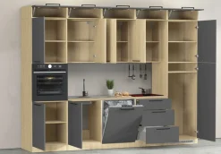 KOCHSTATION Küchenzeile »Luna, Einbauküche, Zeilenküche, mit Soft-Close Funktion, Made in Italy« Breite 300 cm ohne E-Geräte, mit Spüle+Siphon und Aufsatz