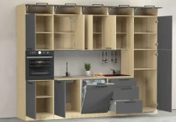 KOCHSTATION Küchenzeile »Luna, Einbauküche, Zeilenküche, mit Soft-Close Funktion, Made in Italy« Breite 300 cm ohne E-Geräte, mit Spüle+Siphon und Aufsatz