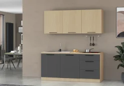 KOCHSTATION Küchenzeile »Luna, Küchenzeile mit Spüle + Siphon, ohne E-Geräte« Breite 182 cm,Türen mit Soft-Close Funktion, Metalgriffe,Made in Italy