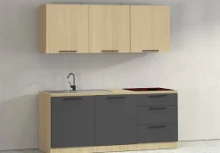 KOCHSTATION Küchenzeile »Luna, Küchenzeile mit Spüle + Siphon, ohne E-Geräte« Breite 182 cm,Türen mit Soft-Close Funktion, Metalgriffe,Made in Italy