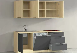 KOCHSTATION Küchenzeile »Luna, Küchenzeile mit Spüle + Siphon, ohne E-Geräte« Breite 182 cm,Türen mit Soft-Close Funktion, Metalgriffe,Made in Italy