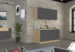 KOCHSTATION Küchenzeile »Luna, Küchenzeile mit Spüle + Siphon, ohne E-Geräte« Breite 182 cm,Türen mit Soft-Close Funktion, Metalgriffe,Made in Italy