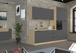 KOCHSTATION Küchenzeile »Luna, Küchenzeile mit Spüle + Siphon, ohne E-Geräte« Breite 182 cm,Türen mit Soft-Close Funktion, Metalgriffe,Made in Italy