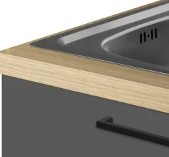KOCHSTATION Küchenzeile »Luna, Küchenzeile mit Spüle + Siphon, ohne E-Geräte« Breite 182 cm,Türen mit Soft-Close Funktion, Metalgriffe,Made in Italy