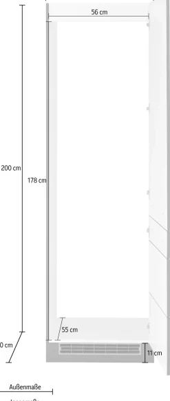 KOCHSTATION Kühlumbauschrank »KS-Wien« 60 cm breit, 200 cm hoch, geeignet für Einbau-Kühlgefrierkombination
