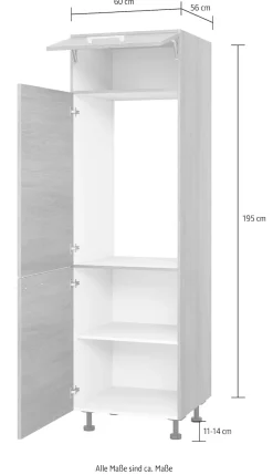 KOCHSTATION Kühlumbauschrank »KS-Trea SK-195-88« Stauraum ober- und unterhalb vom Küchenschrank, Breite 60cm Höhe 195cm