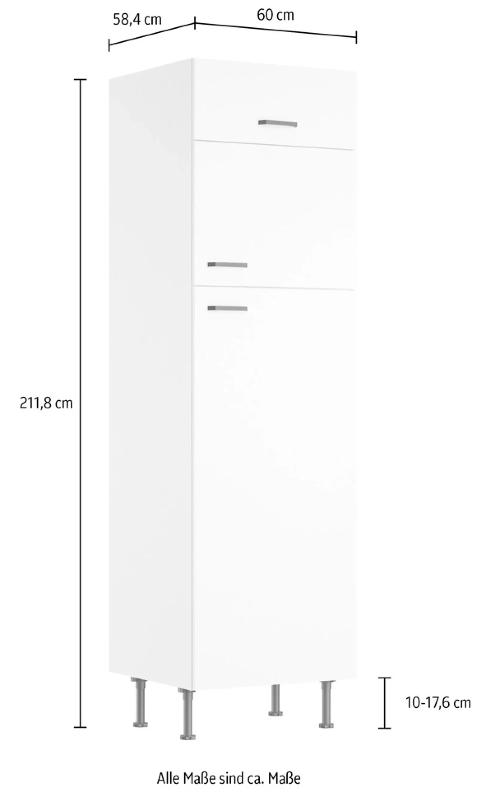 KOCHSTATION Kühlumbauschrank »KS-Paula« 60 cm breit, 211 cm hoch, mit 1 Klappe, 2 Türen verlascht
