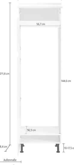 KOCHSTATION Kühlumbauschrank »KS-Avio« Hochglanz-Fronten und höhenverstellbaren Füßen, Breite 60 cm