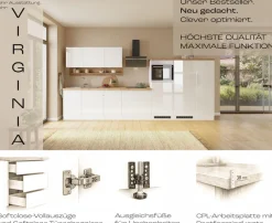 KOCHSTATION Kühlumbauschrank »KS-Virginia,neu in verbesserter Ausführung« Stauraum, Softclose,Breite 60 cm, Höhe 165 cm, Nische für Kühlschrank: B/H/T 56/88/55 cm