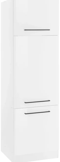 KOCHSTATION Kühlumbauschrank »KS-Tulsa« 60 cm breit, 200 cm hoch, 3 Türen, schwarzer Metallgriff