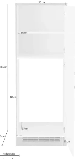KOCHSTATION Kühlumbauschrank »KS-Colmar« 60 cm breit, 165 cm hoch, geeignet für Einbaukühlschrank 88 cm Nische