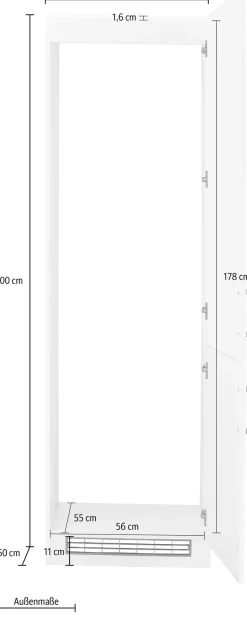 KOCHSTATION Kühlumbauschrank »KS-Tinnum« 60 cm breit, 200 cm hoch, Metallgriffe, mit Nischenmaß 178 cm