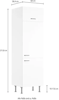 KOCHSTATION Kühlumbauschrank »KS-Paula« 60 cm breit, 211 cm hoch, mit 1 Klappe, 2 Türen, 1 Einlegeboden