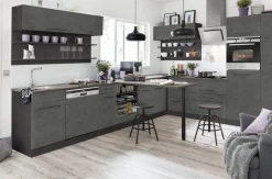 KOCHSTATION Klapphängeschrank »KS-Tulsa« 110 cm breit, mit 1 Klappe, schwarzer Metallgriff, MDF Front