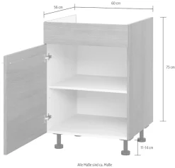 KOCHSTATION Kochfeldumbauschrank »KS-Trea KBL60« mit einem Einlegeboden, Breite 60 cm, Höhe 75 cm