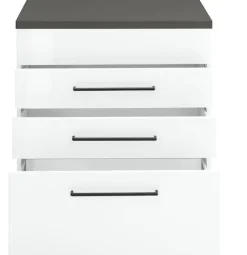 KOCHSTATION Kochfeldumbauschrank »KS-Tulsa« 60 cm breit, 2 Schubladen, 1 großer Auszug, schwarzer Metallgriff