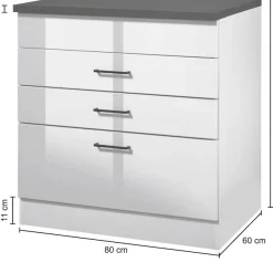 KOCHSTATION Kochfeldumbauschrank »KS-Trier« Breite 80 cm