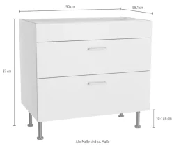 KOCHSTATION Kochfeldumbauschrank »KS-Lucy« Breite 90 cm, mit 2 Auszügen, Soft-Close, höhenverstellbare Füße