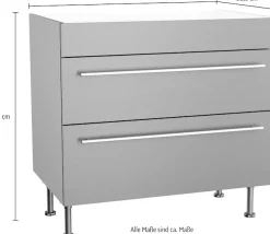 KOCHSTATION Kochfeldumbauschrank »KS-Bern2« Breite 90 cm, Kochfeldumbauschrank, 2 Auszügen, 1 feste Blende