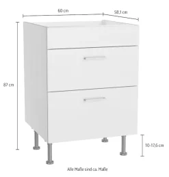 KOCHSTATION Kochfeldumbauschrank »KS-Lucy« Breite 60 cm, mit 2 Auszügen, Soft-Close, höhenverstellbare Füße