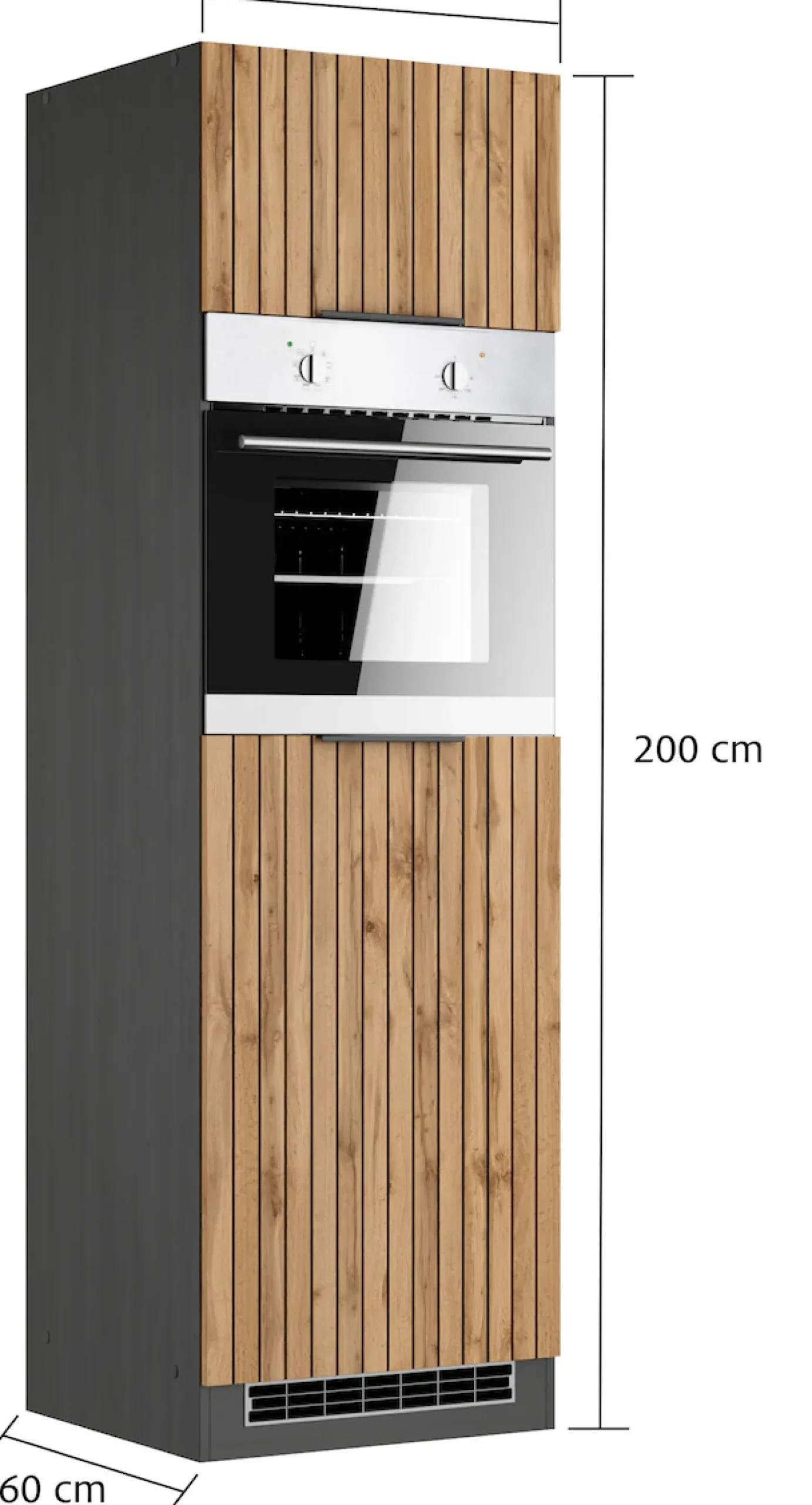 KOCHSTATION Ofenumbauschrank »KS-Lagos« Breite/Höhe 60/200 cm, mit 2 Türen und 1 offenen Nische