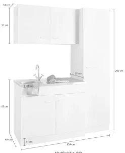 KOCHSTATION Pantryküche »KS-Elster« ohne E-Geräte, Breite 150 cm