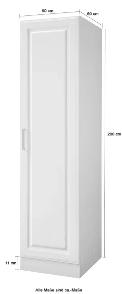 KOCHSTATION Seitenschrank »KS-Stockholm« hochwertige MDF-Fronten, 50 cm breit, 200 cm hoch, viel Stauraum