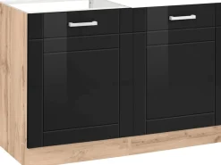 KOCHSTATION Spülenschrank »KS-Tinnum« 120 cm breit, MDF-Fronten, Metallgriffe, inklusive Einbauspüle
