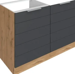 KOCHSTATION Spülenschrank »KS-Luhe« 120 cm breit, hochwertige MDF-Fronten mit waagerechter Lisene