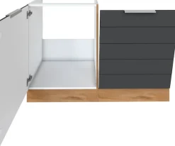 KOCHSTATION Spülenschrank »KS-Luhe« 120 cm breit, hochwertige MDF-Fronten mit waagerechter Lisene