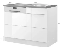KOCHSTATION Spülenschrank »KS-Brindisi« 110 cm breit, inkl. Möbeltür für Geschirrspüler sowie Einbauspüle