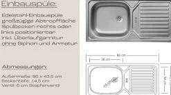 KOCHSTATION Spülenschrank »KS-Virginia,neu in verbesserter Ausführung« Stauraum, Softclose, ohne Armatur,Breite 110 cm, inklusive Einbauspüle, Soft-Close