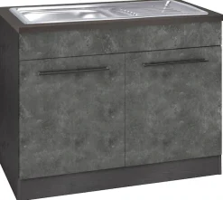 KOCHSTATION Spülenschrank »KS-Tulsa« 100 cm breit, 2 Türen, Metallgriff, MDF Front, inkl. Einbauspüle