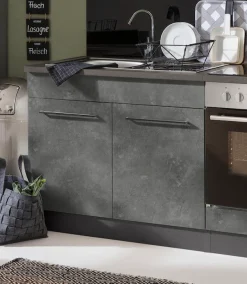 KOCHSTATION Spülenschrank »KS-Tulsa« 100 cm breit, 2 Türen, Metallgriff, MDF Front, inkl. Einbauspüle