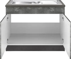 KOCHSTATION Spülenschrank »KS-Tulsa« 100 cm breit, 2 Türen, Metallgriff, MDF Front, inkl. Einbauspüle