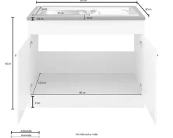 KOCHSTATION Spülenschrank »KS-Tulsa« 100 cm breit, 2 Türen, Metallgriff, MDF Front, inkl. Einbauspüle