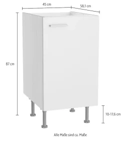 KOCHSTATION Spülenschrank »KS-Lucy« Breite 45 cm, mit 1 Tür, höhenverstellbare Füße, Soft-Close