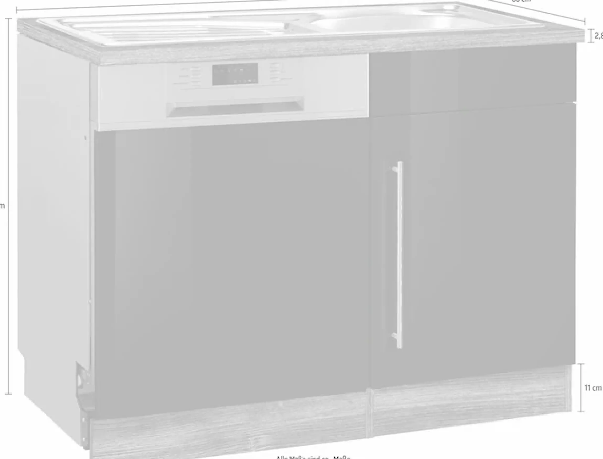 KOCHSTATION Spülenschrank »KS-Samos« 110 cm breit, inkl. Tür/Sockel für Geschirrspüler