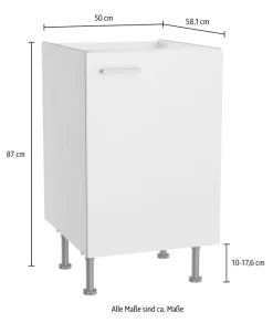 KOCHSTATION Spülenschrank »KS-Lucy« Breite 50 cm, mit 1 Tür, höhenverstellbare Füße, Soft-Close
