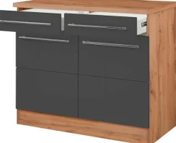 KOCHSTATION Unterschrank »KS-Wien« Breite 100 cm, 2 Türen, 2 Schubkästen, für viel Stauraum
