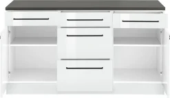 KOCHSTATION Unterschrank »KS-Tulsa« 150 cm breit, 2 Türen, 3 Schubkästen, 2 große Auszüge für Stauraum
