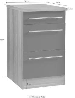 KOCHSTATION Unterschrank »KS-Samos« 50 cm breit, mit 2 großen Auszügen